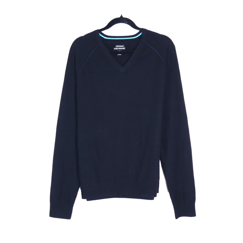 CLUB MONACO Cashmere V Neck Sweater Black Long Sleeve Pullover Men's L